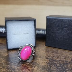 925 Sterling Silver Ring With An Elegant Pink Natural Gem Stone